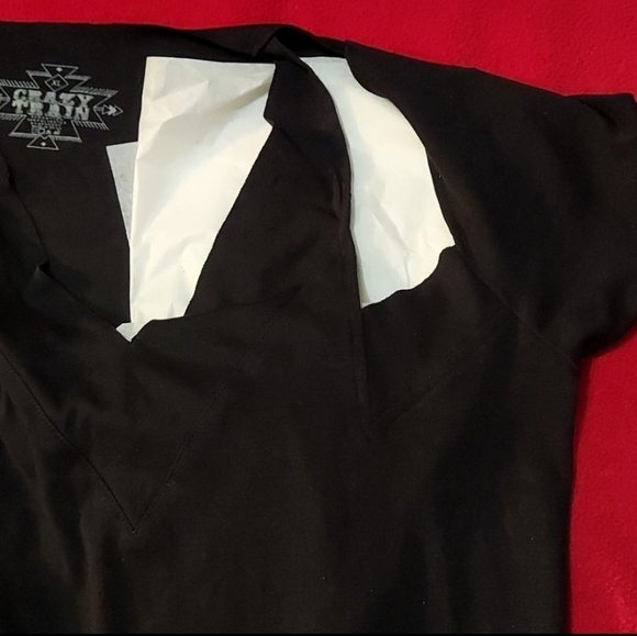 BLACK Crazy Train Cut Out Tshirt Size XL - Picture 2 of 3